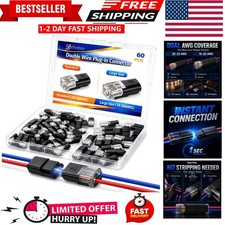 60Pcs Double Wire Plug in Connector, Quick Connect Wire Connectors with Locking