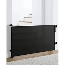 Black Retractable Baby Safety Gate, 33" Tall, Extends to 55" Wide