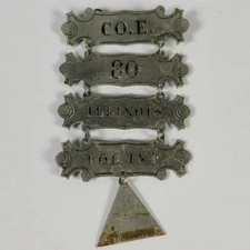 Civil War Ladder 4 Bar Badge CO.E,80, Illinois, Vol. Inf.