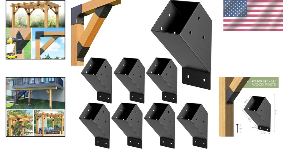 Easy Install 45° Angle Brackets, 8-Pack for Pergola - Image 2 of 4