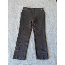 Anne Klein Black Pull On Straight Leg Dress Pants Womens Large Gold Hardware