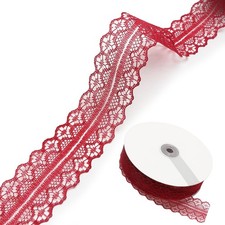 Lace Trim Ribbon, 50 Yards 1.2 Inch Wide Vintage Pattern Roll Ribbons, Red