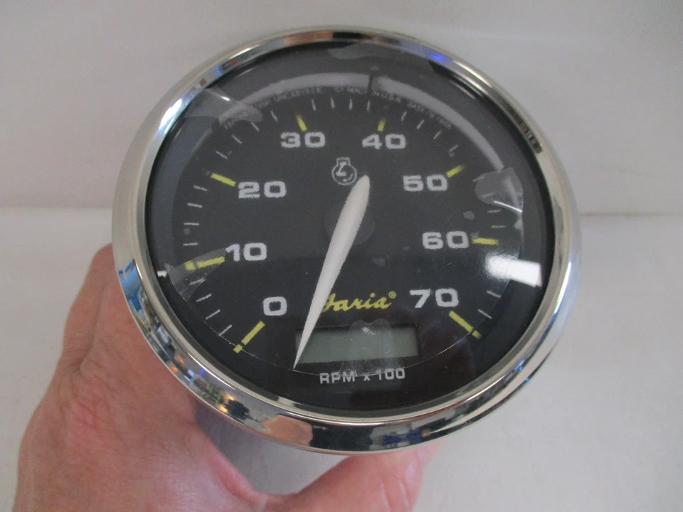 TACÓMETRO FARIA CALIBRE CARA NEGRA THC837B BARCO MARINO Foto 2 de 4