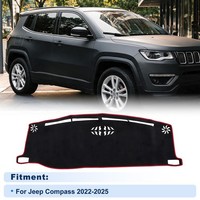 Dash Cover FüR Jeep Compass 22-25 Ohne HUD Anti-Rutsch/Staub Schwarz-Rot