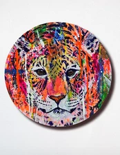 GUAJARDO Original Vibrant Abstract Expressionism Leopard 12X12 Canvas Signed Art