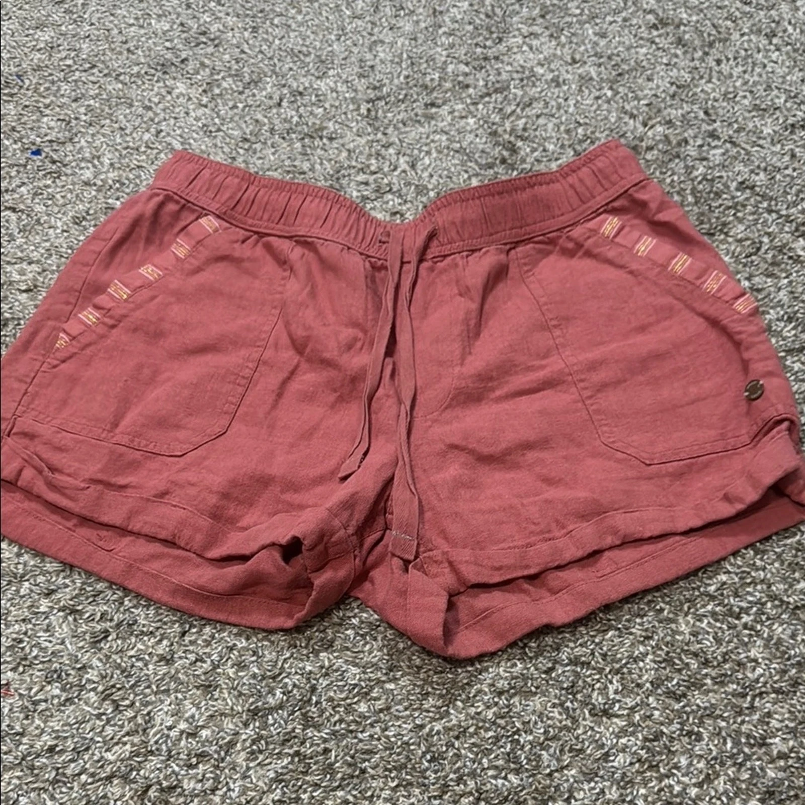 Roxy Linen Blend Shorts Pink XS