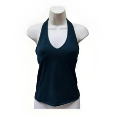 VTG‼ Y2K 2000s Gap Sz S Black Built-In Bra Halter Tie Neck Cami Tank Top • VGUC‼