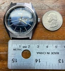 Timex Viscount vintage day date watch blue face, works then stops until shaken