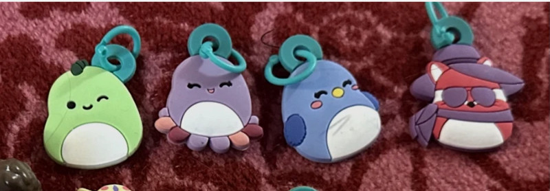 Squishmallow Bath Bomb Surprise Charms Lot Of 4 Rubber Hang Tags Set Bundle