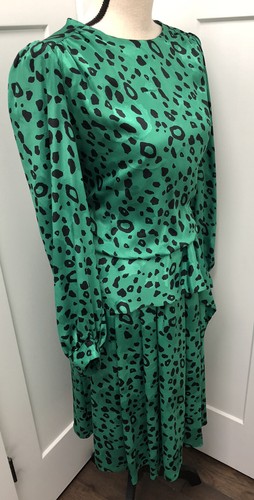 Jo Hanna York Vintage 80’s Women’s Circle Print Dress Green Black Size 16.5 - Picture 3 of 12
