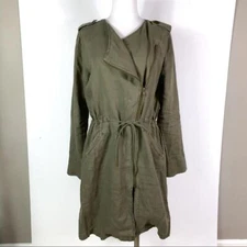 Michael Stars Linen Parka Army Green Jacket Coat Size Medium