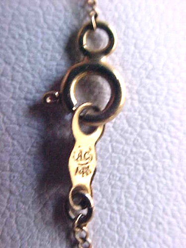 !4K Art Nouveau Peridot, Pearl and Enamel Lavalier Pendant on Chain - Picture 4 of 4