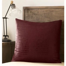 Patricia Nash Faux Croc Embossed Euro SHAM SET Plum Wine Decorative Pillow Cover