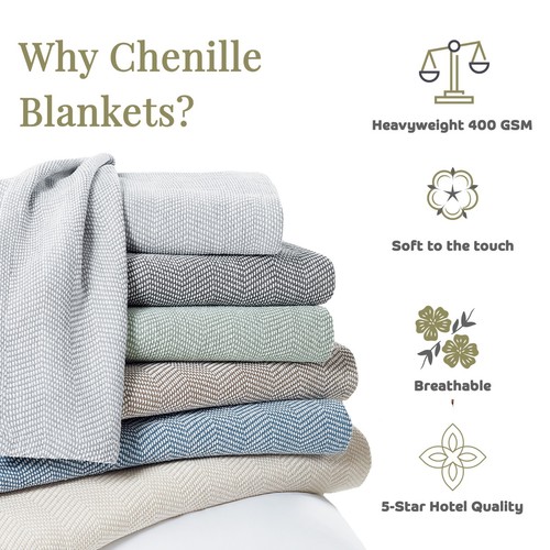 Aston & Arden Chenille Bed Blanket, Size & Color Options, 5 Star Hotel Quality - Picture 36 of 36
