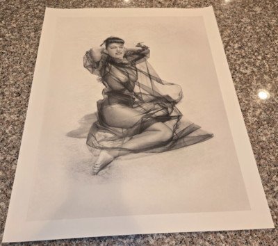 PINUP ARTIST JON HUL LARGE GICLEE TITLED WHISPER FEATURING BETTIE PAGE UNSIGNED