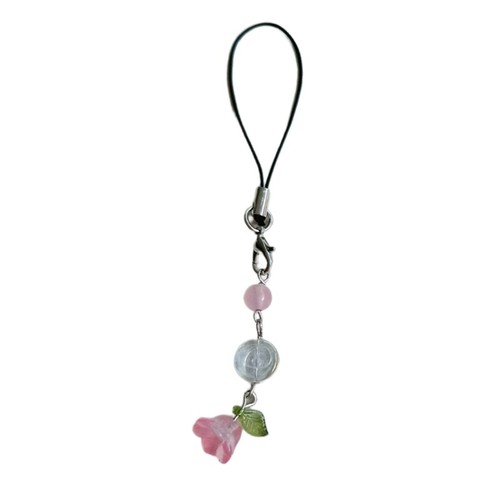 Beaded Keychain Flower and Butterfly Charm Phone Charm Jewelry for Everyday Use - Zdjęcie 3 z 12
