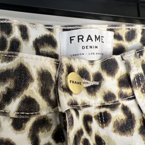 FRAME Ali High Rise Cigarette Yellow Leopard Print Skinny Denim Jeans Womens 28 - Picture 3 of 7