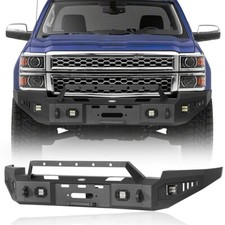 Off-road Front Bumper W Winch Plate Light For 2014-2015 Chevy Silverado 1500