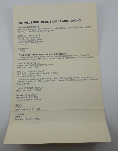 The Mills Brothers & Louis Armstrong Cassette Italian Press Rare Tape Jazz - Picture 7 of 9