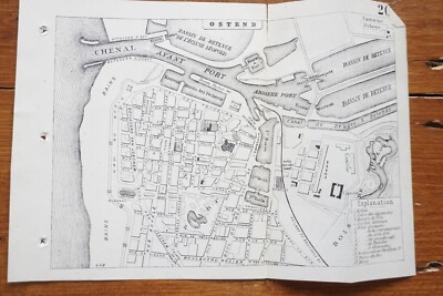 1899 Bradshaws Map of Ostend Original Railway Map