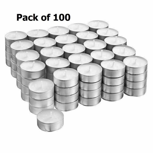 100 Tea Night Lights Candles 8 HOUR LONG BURN Unscented Tealights