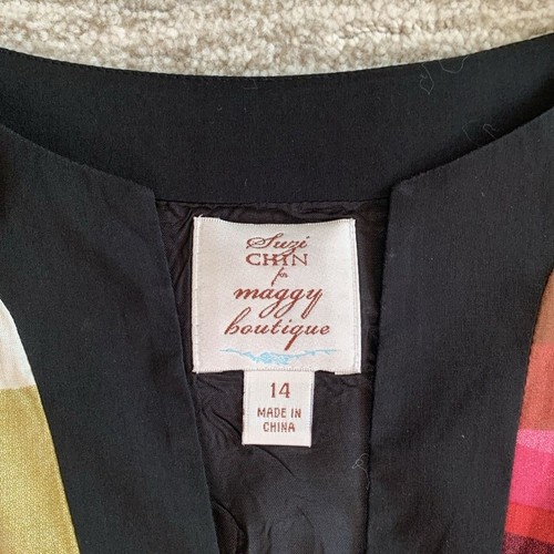 Prendisole senza maniche Suzi Chin per Maggy Boutique farfalla arcobaleno midi taglia 14 - Foto 3 di 14
