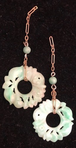 Pair of Imperial Green Jadeite earrings early 1900’s fei cui 翡翠 Jade - Picture 7 of 11