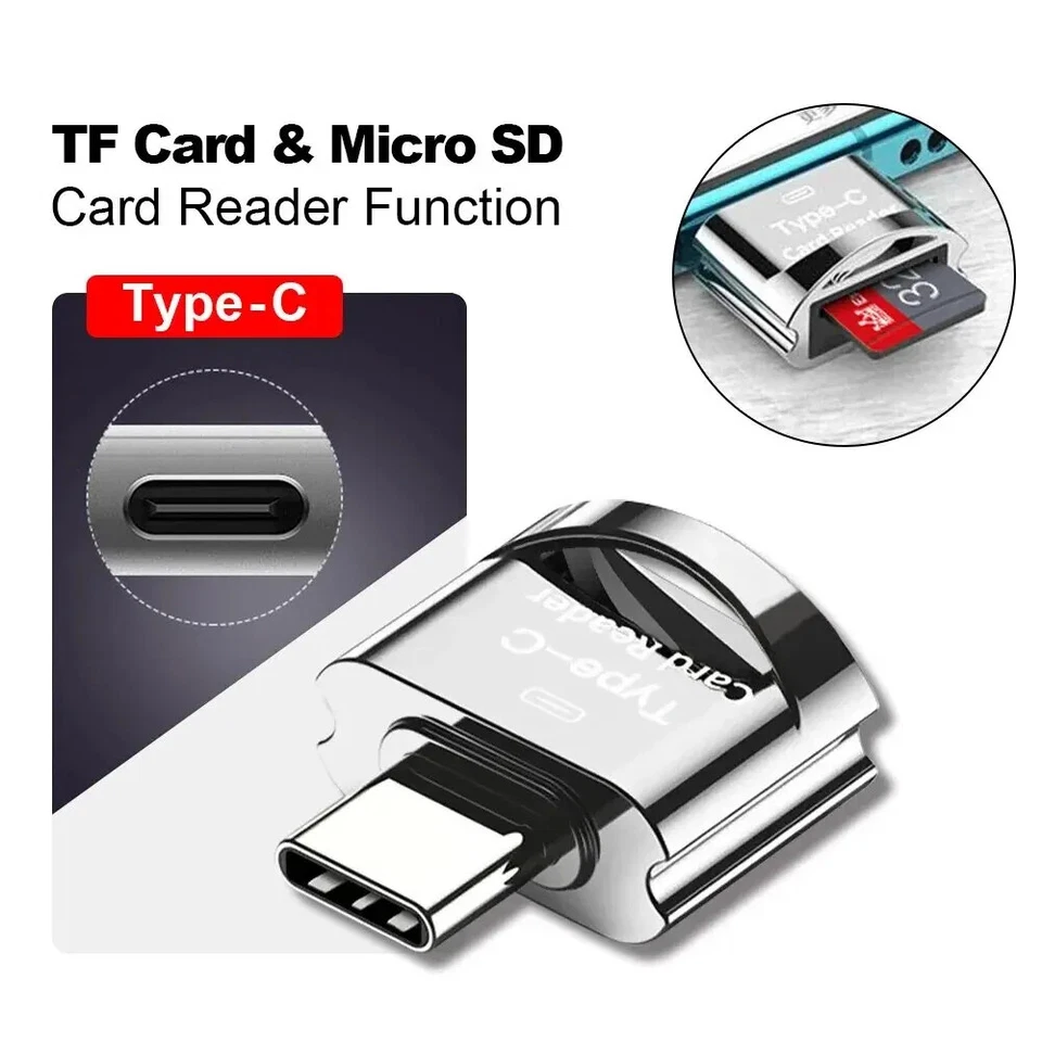 Mini USB 3.0 Type C SD Card Reader TF Memory Card USB C Adapter for Samsung - Image 2 of 4