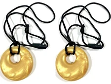 Lil Jumbl BPA-Free Baby Teething Pendant Necklace PT001 Metallic Yellow LOT OF 2