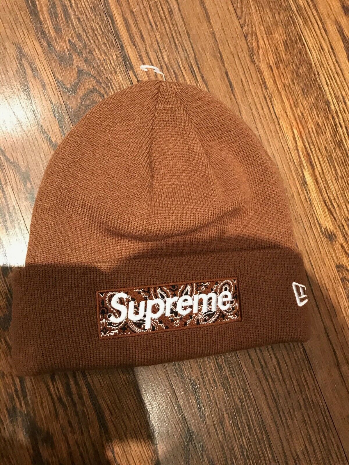 Supreme FW19 New Era Bandana Box Logo Beanie In Brown 100% Authentic! In  Hand!