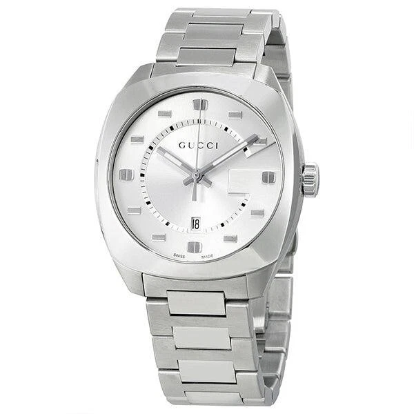 Montre pour homme Gucci GG2570 cadran argenté logo acier inoxydable   YA142308
