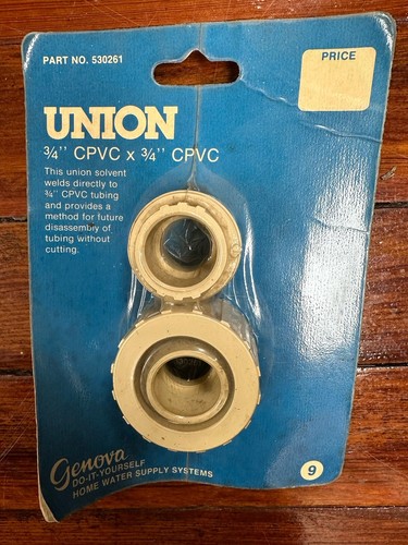 Genova 53026 CPVC Fitting Union 3/4" Solvent Weld Allows Future Disassembly USA