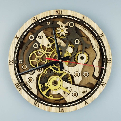 European Oak Gear Art Wall Clock – Perfect Gift for Wrist Watch Enthusiasts! - Picture 6 of 17