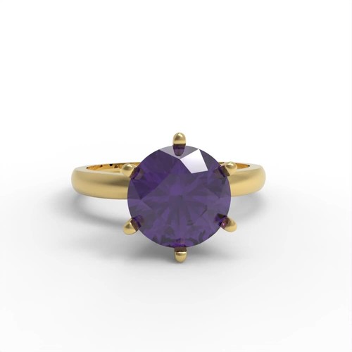 2 ct Round Cut Amethyst Designer Statement Bridal Classic Ring 14k Yellow Gold - Video 1 of 1