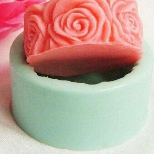 Round Rose Flowers Silicone Soap Mold Candle Molds Mould For Candy Craft DIY - Picture 2 of 2