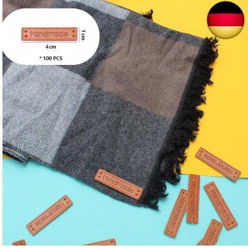 saizone 100pcs PU Handmade Labels Leder Etiketten Tags Handmade Label zum - Bild 2 von 8