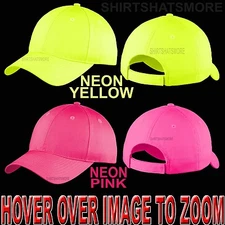 NEON Blank Unstructured Hat Unisex Baseball Cap Low Profile Adjustable Golf NEW