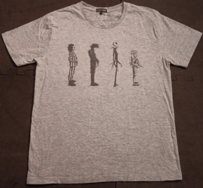 Unisex Med Dream Shirts Gray Tim Burton's Works Heroes Cast Graphic T Shirt