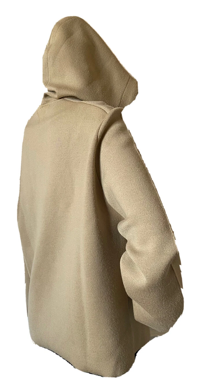 Felpa donna Bottega Veneta con cappuccio lana beige piccola 647529 Italia nuova con etichette $1750