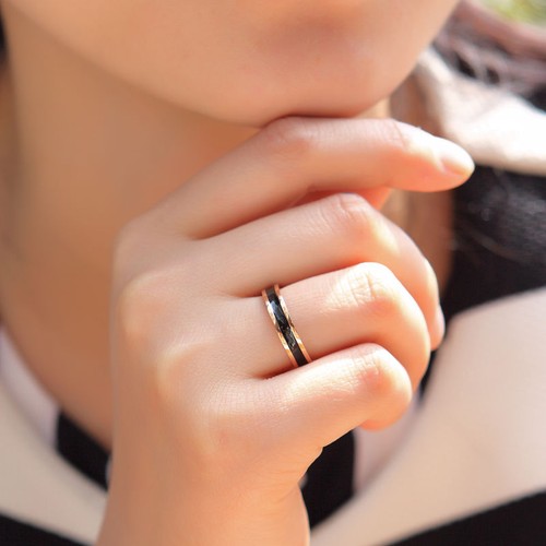 18K Rose Gold/Silver Titanium Steel Band Men Women's White/Black Ring Size 3-10 - Picture 6 of 15