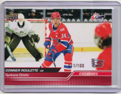 CONNER ROULETTE 23/24 2024 Upper Deck CHL Pre-Rookie EXCLUSIVES Card #1 ...