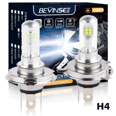 Bevinsee H4 HS1 LED Motorrad ATV Scheinwerfer Glühbirnen 6500K Lampe 1500LM 18W