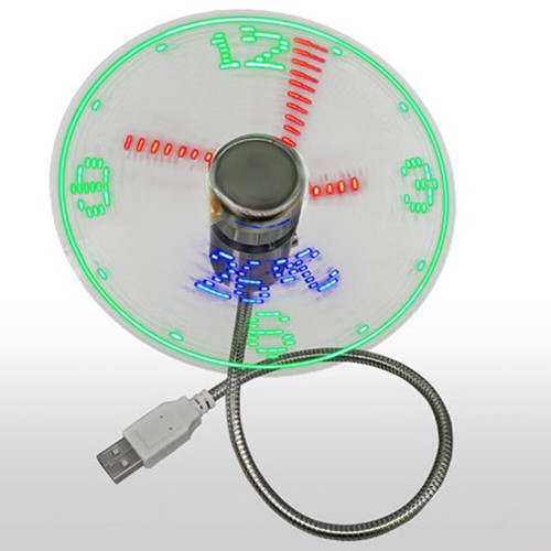 LED Clock Fan Mini USB Powered Cooling Flashing Real Time Display Function - Photo 4/17