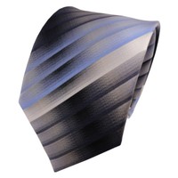 Tigertie Designer Seidenkrawatte Blau Grau Silber Gestreift - Krawatte Seide