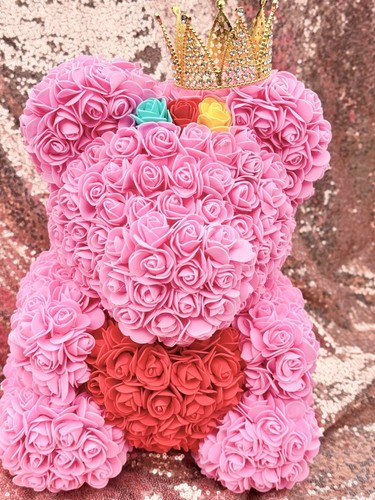 Red Rose Teddy Bear For Women Valentines Girlfriend Birthday Gifts With CROWN - Picture 4 of 5