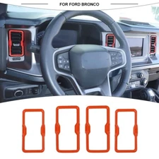 Orange Center Console Air Conditioner A/C Vent Cover Trim For Ford Bronco 2021+