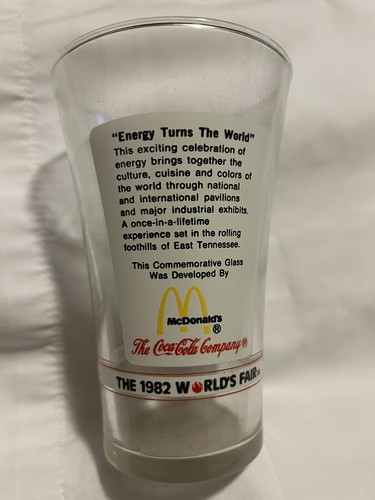 1982 Worlds Fair-Commemorative Glass-Knoxville Tennessee-McDonalds-Coca Cola - Picture 2 of 4