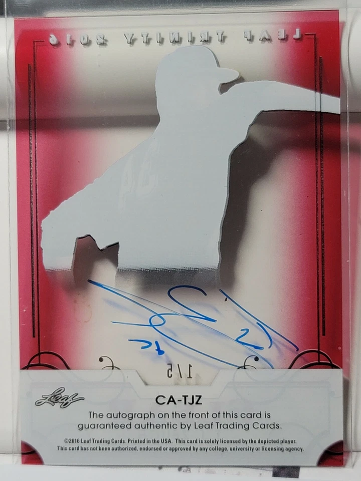 2016 Leaf Trinity Clear Auto RED #1/5!!! TJ Zeuch #CA-TJZ - Image 2 of 2