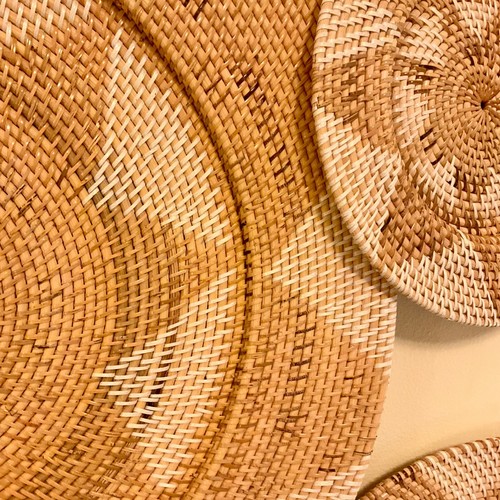 Boho Wall Decor Set 3 LARGE Hanging Woven Wall Baskets Asian-African Design BIG - Picture 3 of 24