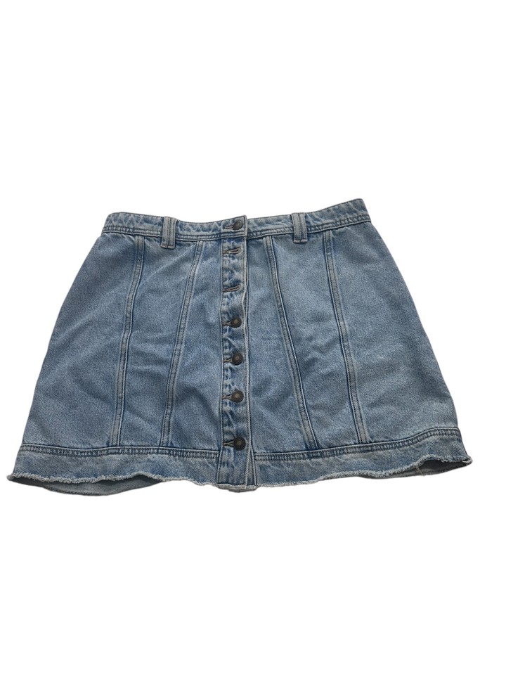 Sportsgirl Womens Blue Button Up Denim Jean Skirt Size 16 Good Condition